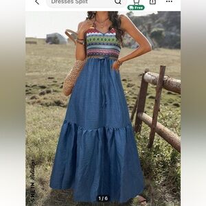 SHEIN textured patchwork floral print maxi Cami dress NWOT